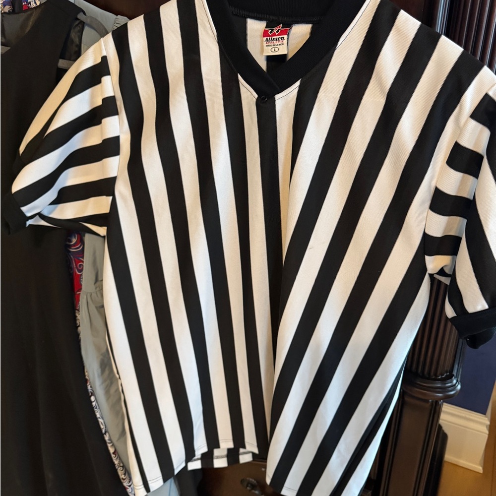Mens Black and White Striped Shirt referee shirt